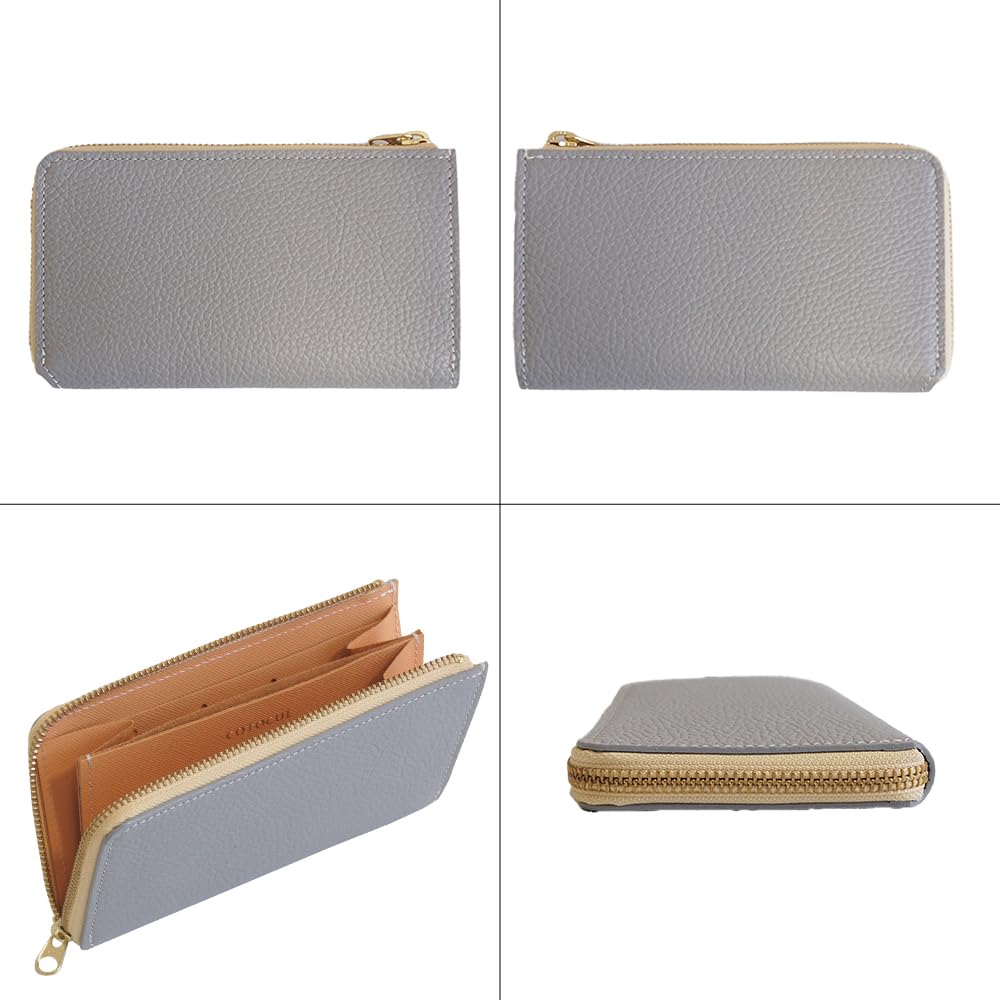 Кошелек Cotocal Small Long Genuine Italian Holds Bills Gray [COTOCUL], кожа, прямой, женский (Серый), Серый,