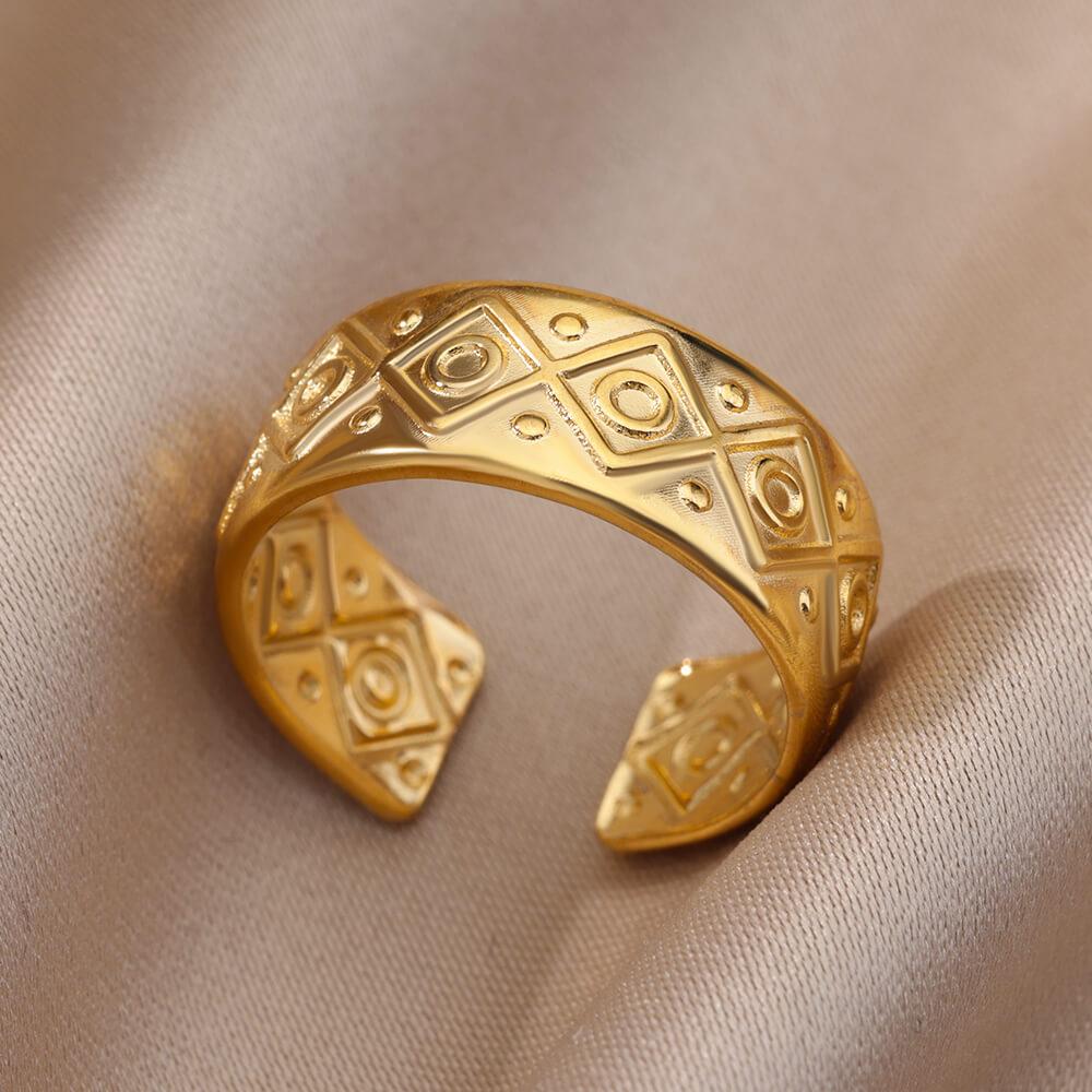 Opening Rings for Women Stainless Steel Gold Color Geometric Ring Fashion Simple Party Christmas Jewelry Gift