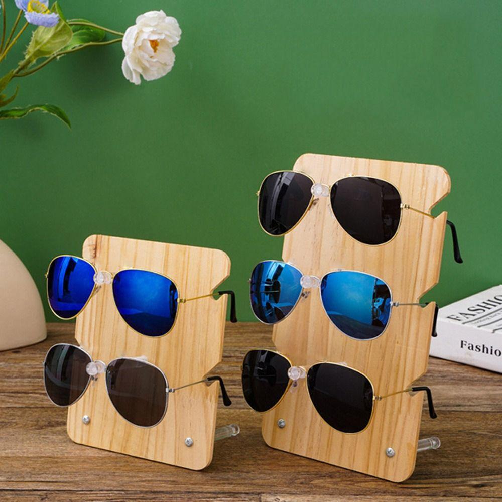 Holder Sunglass Display Rack Glasses Frame Tray Eyeglasses Organizer Shelf Solid Wood Stand