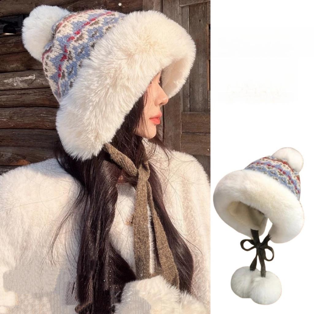 Плюшевая шапка, Вязаная шапка, Теплая шапка, Утепленная, Морозостойкая шапка, Шапка с защитой ушей