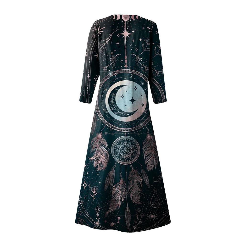 Женское платье весна/лето богемное повседневное модное платье с рукавом 3/4 праздничное большое