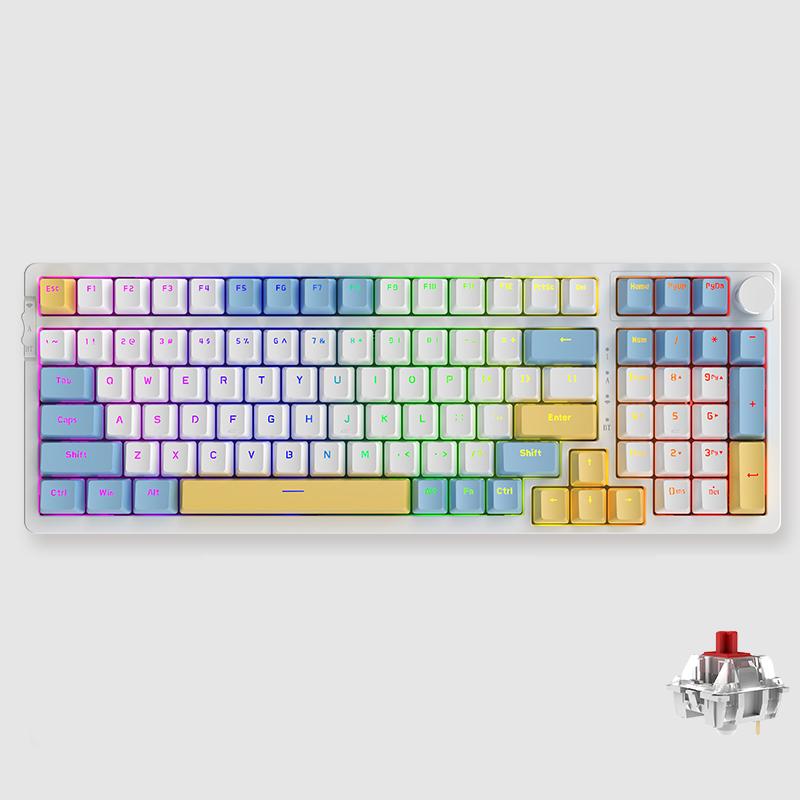 Ajazz AK992 92-keys Hot-swappable OEM PBT Keycaps Three-mode RGB Backlight Switch Mechanical Keyboard