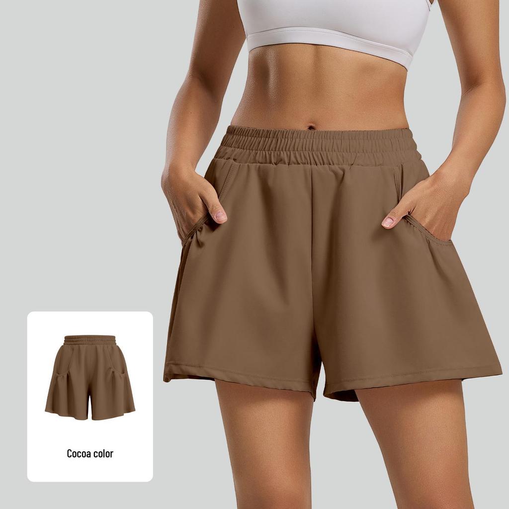 Женские дышащие шорты для йоги с высокой талией и карманами – Свободный крой для бега и фитнеса