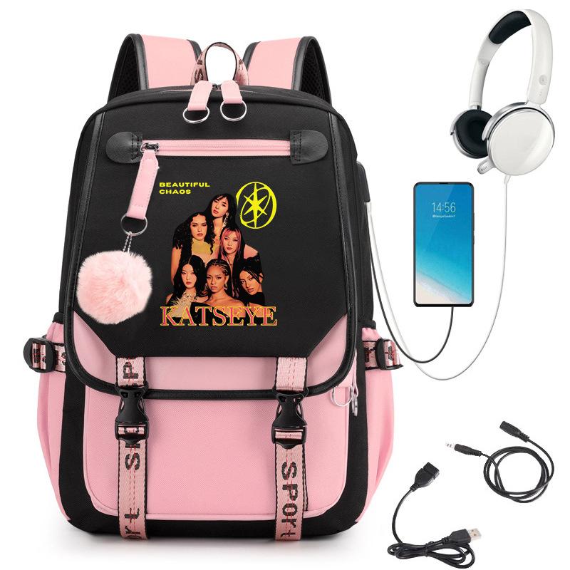 KATSEYE School Backpack for Students Fashion Laptop Daypack Lightweight Water-Resistant Large Capacity 60123-16
