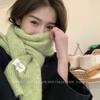 Блогер рекомендует корейскую версию ins вязаный шарф с зажимом в виде зеленого цветка женский зимний однотонный студенческий теплый шарф