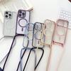 Luxury Necklace Cord Rope Lanyard Plating Magnetic Clear Phone Case For iPhone 17 16 15 14 13 12 Pro Max 11 For Magsafe Soft Coverd
