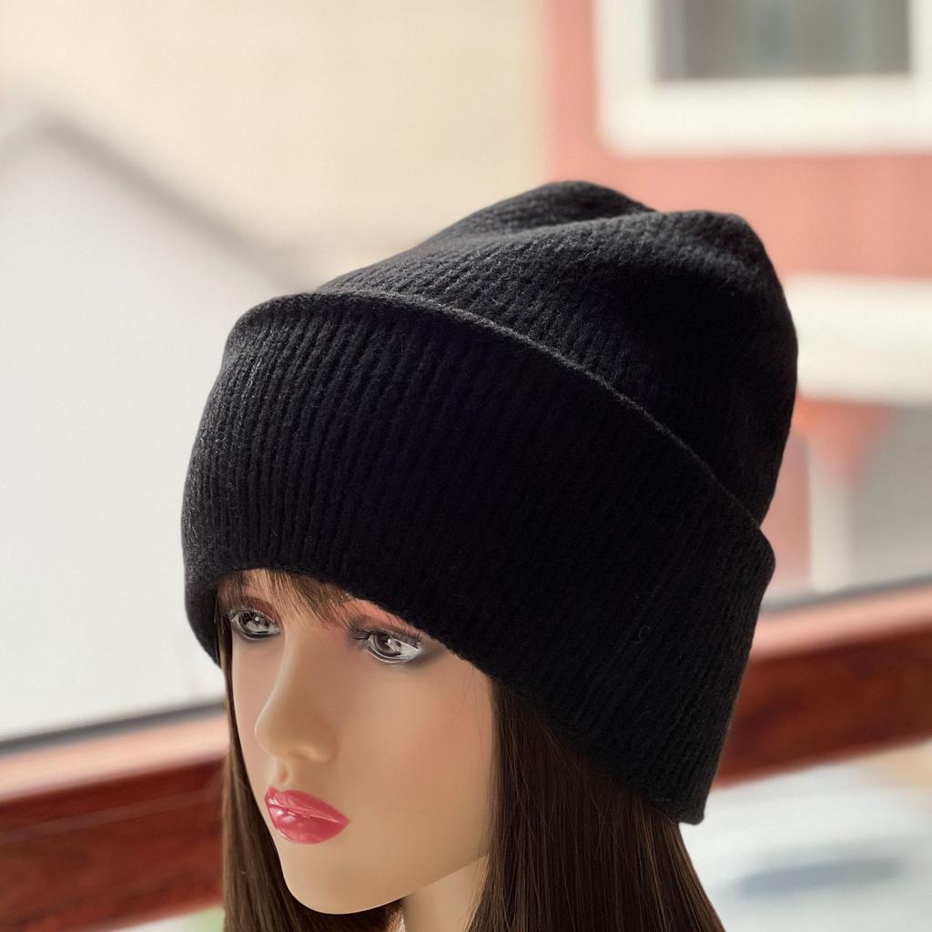 Hat Women's autumn and winter wool hat Japanese cold hat pullover hat Thickened warm knitted hat shows white face