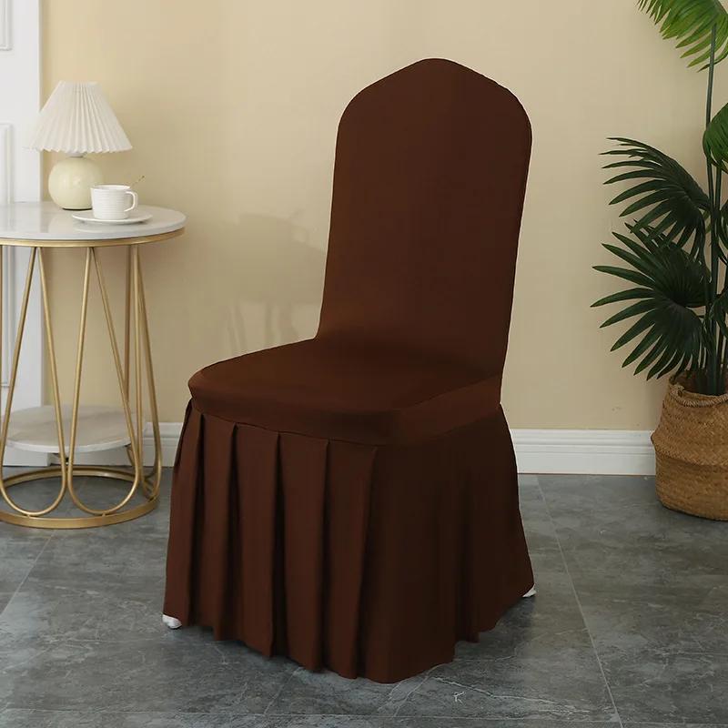 1-6pcs Thick High Elastic Stretch Chair Cover Wedding Spandex Pleated Skirt Chair Slipcovers For Birthday Party Banquet Decor