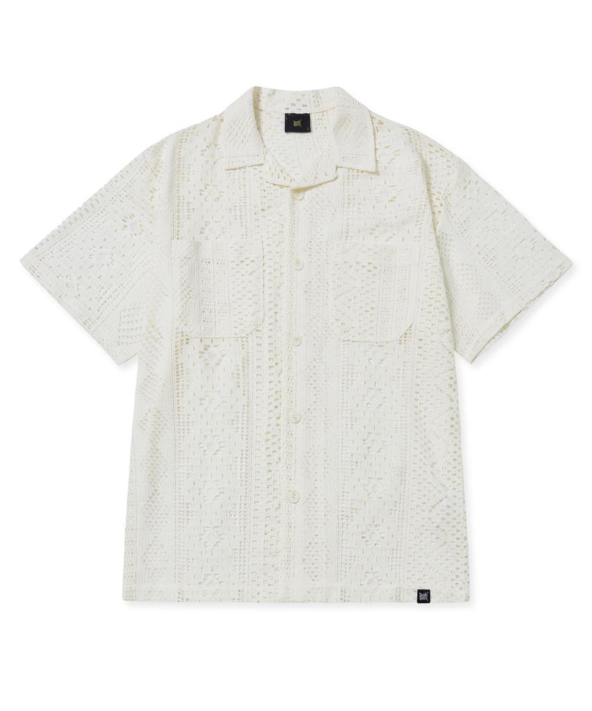 BROWNBREATH Crochet Open Collar Shirts - Ivory