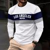 Высококачественная полосатая футболка с принтом, осенняя футболка с принтом в виде букв Лос-Анджелеса, с круглым вырезом и длинным рукавом, модные мужские топы, одежда