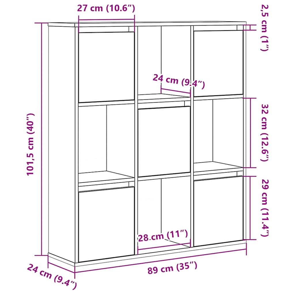 Bookshelf Sonoma Oak 89x24x101.5 cm Engineered Wood
