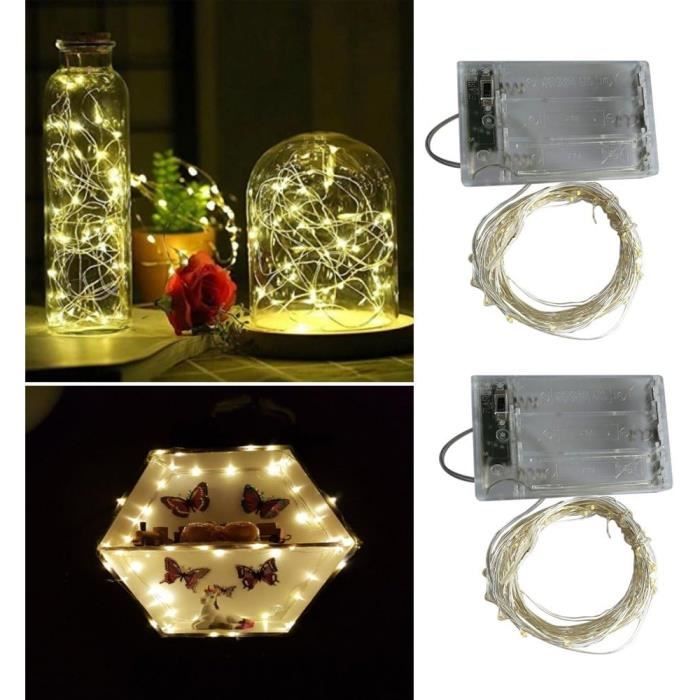 Световая гирлянда - BXROIU - 50 светодиодов - 5 метров - Питание от батареек - Серебряная проволока - 2 режима