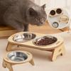 Wooden Cat Food Bowl Non-Slip Dog Food Bowl Practical Cat Food Container Home