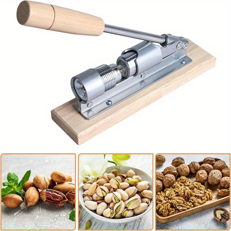1 шт. прочная форма для орехового печенья, регулируемый орехокол для фундука, миндаля, грецкого ореха, бразильского ореха, настольный орехокол с деревянной основой и ручкой
