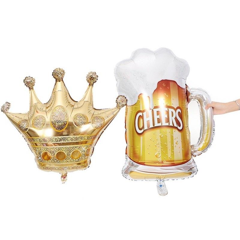 Gold Birthday Crown Cheers Wine Glass Aluminum Balloons Princess Children's Birthday Decoration