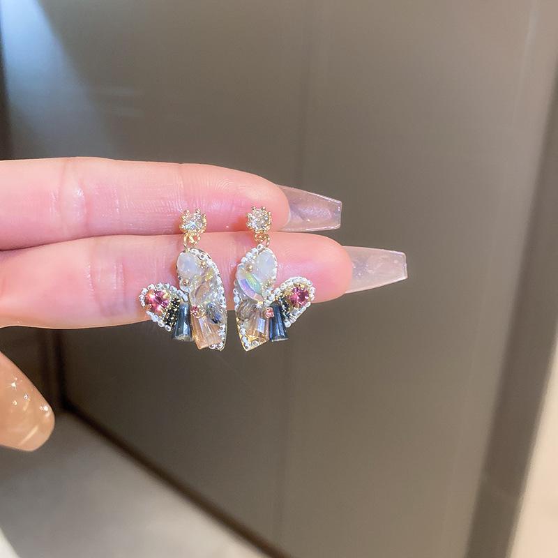 Женские серьги GemChic, модные серьги-гвоздики с иглами, градиентные серьги с имитацией драгоценных камней, высококачественные серьги, изысканные ювелирные изделия на день рождения, Рождество, подарок