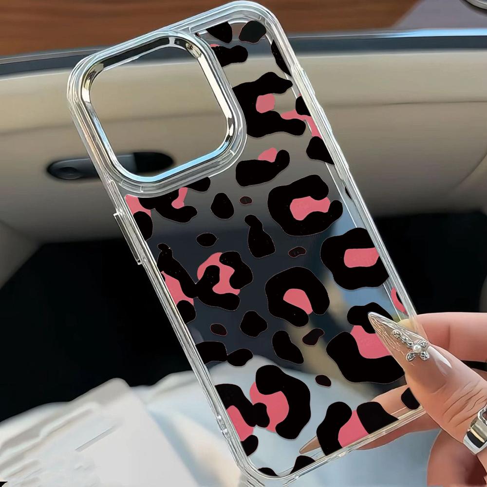 Black Powder Meets Color Leopard Print Phone Case For Iphone 17 17E 16E 16 13 11 Pro Max 14 15 12 Transparent Cover Coque
