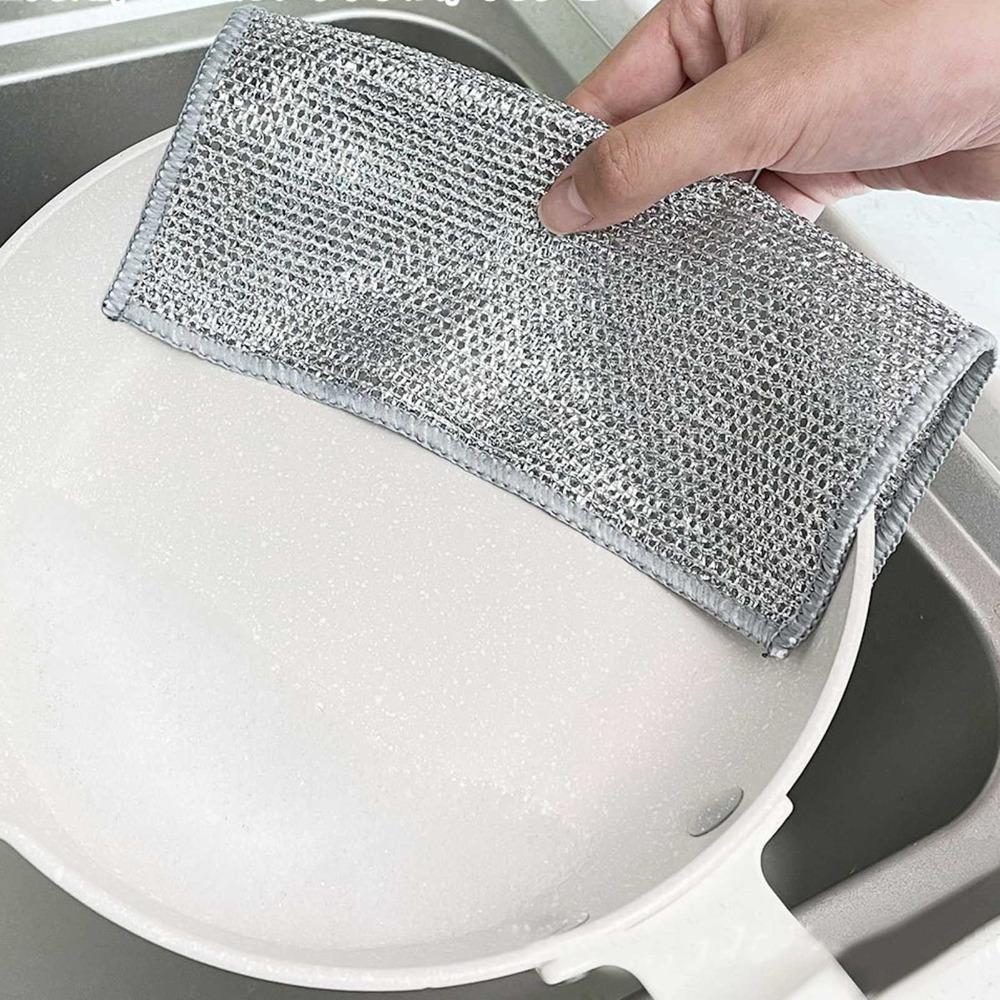10pcs Wet And Dry Use Dishwashing Cloth Nonstick Scrubbing Pads Multifunctional Dishcloths Home