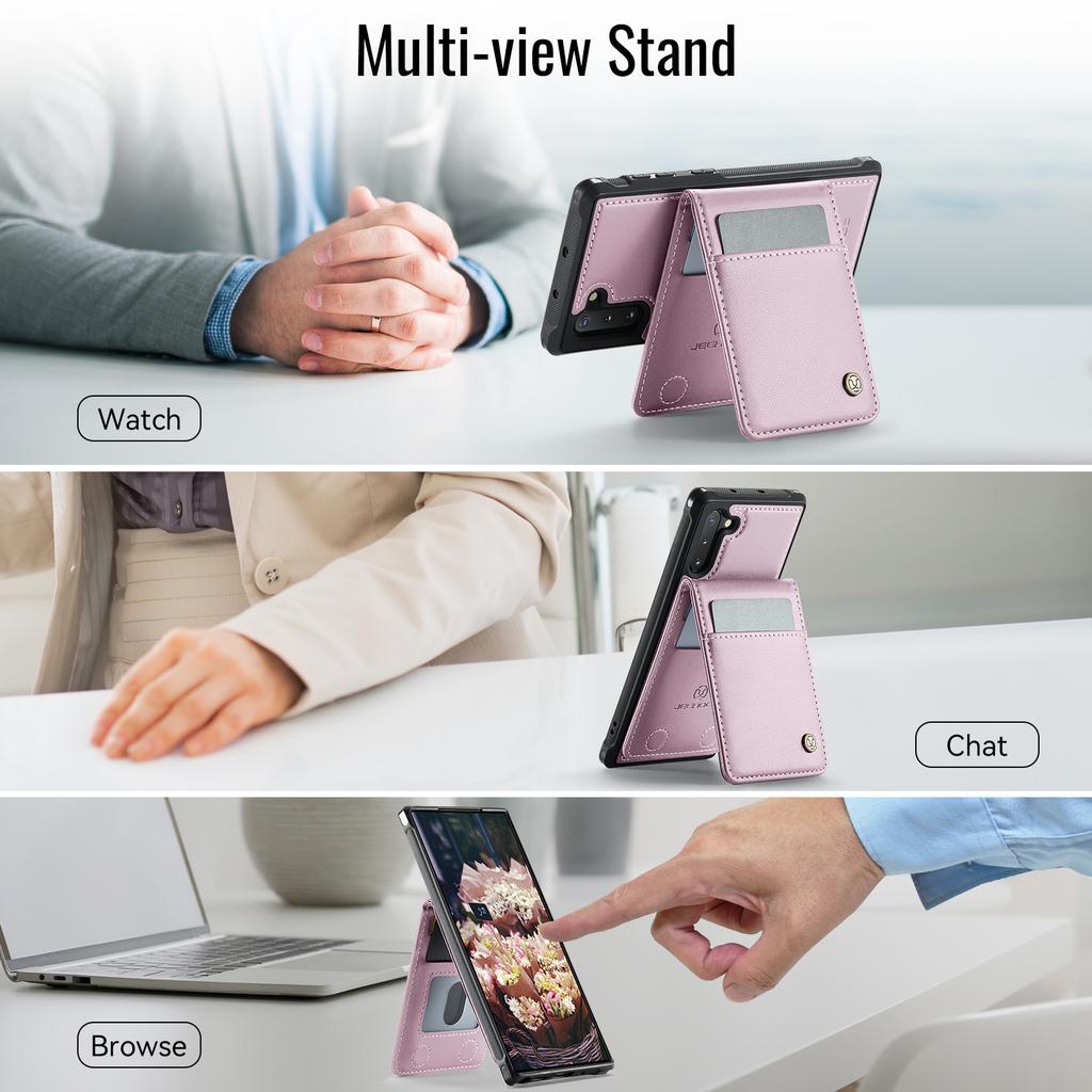 Для Samsung Galaxy Note 10 4G Кожаная задняя крышка Совместим с MagSafe Чехол для телефона JEEHOOD J06 с карманом для карт Блокировка RFID