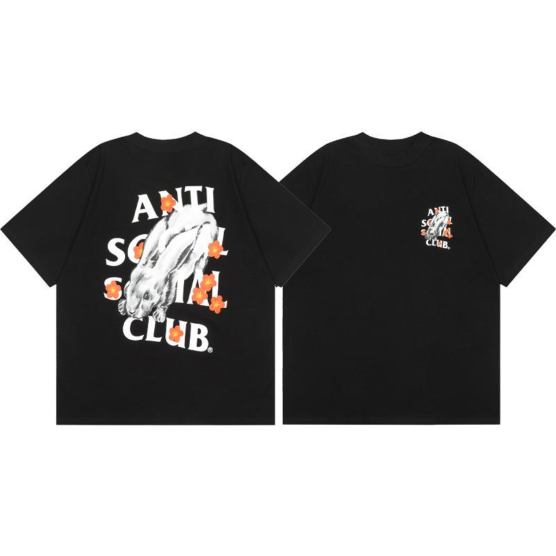 Разница Рыночная Валюта ASSC CLUB Хироси Фудзивара Серия Молния Печатная Свободная Повседневная Футболка с Коротким Рукавом для Мужчин и Женщин