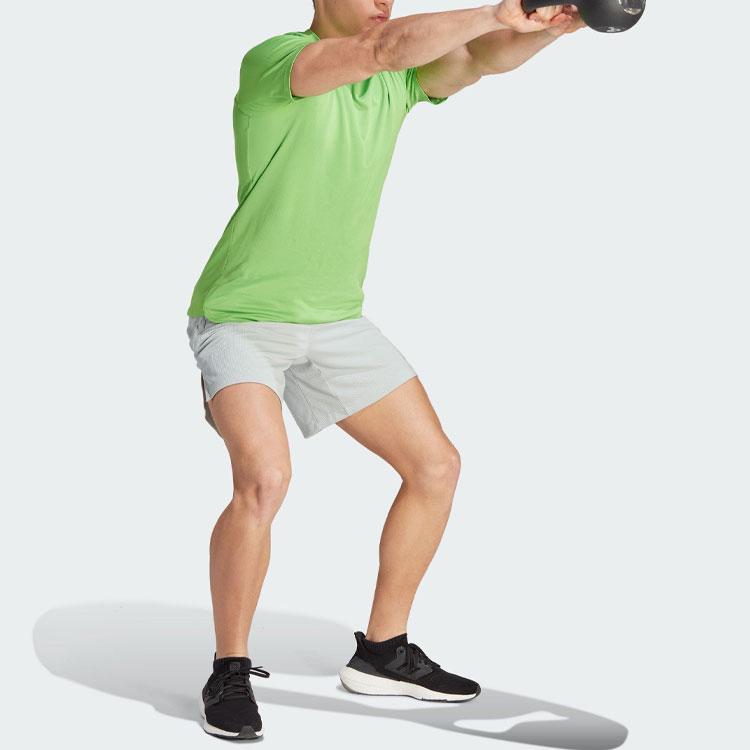 Adidas Разработано для Heat.Rdy Футболка для HIIT Сплошной цвет Спортивная приталенная футболка с коротким рукавом Мужские топы Зеленый IM1119