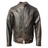 Chinese Size Top Layer Cow Leather Jacket Men Fashion Natural Color Brown Genuine Leather Coat Vintage Edged By Handing
