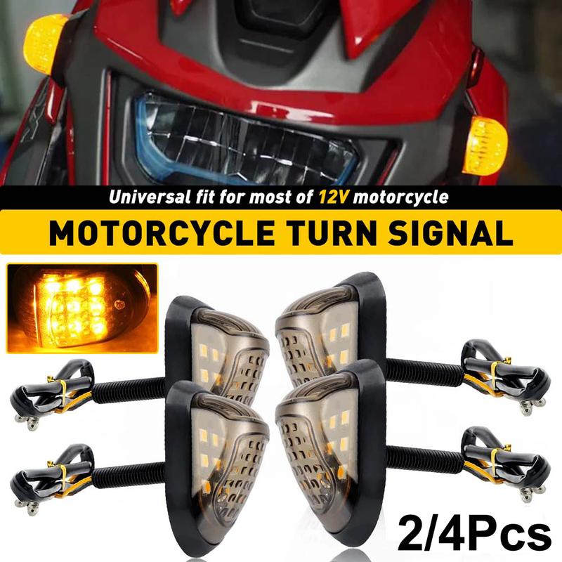 Motorcycle Mini LED Turn Signals Handlebar Blinker Indicators Amber Flowing Signal Lamp DRL for Honda Yamaha Kawasaki Cafe Racer