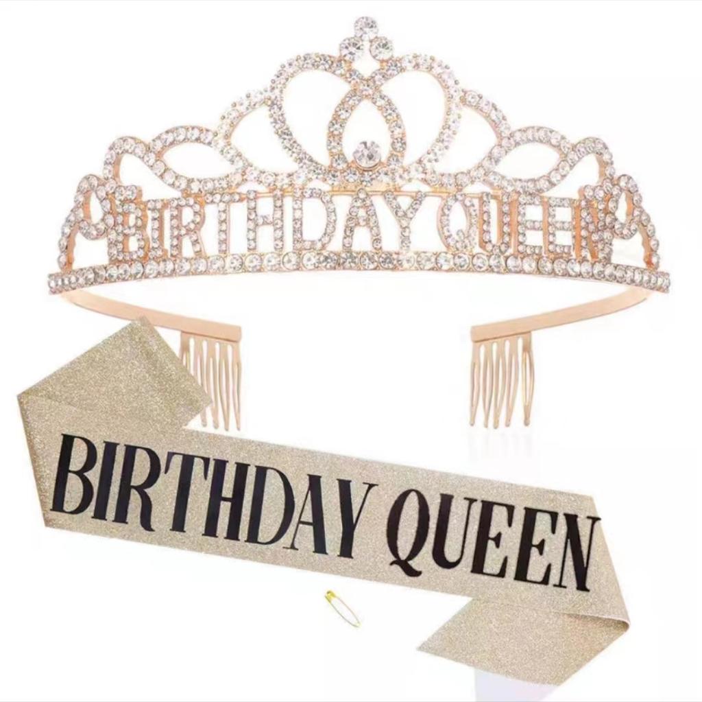 BIRTHDAY QUEEN GIRL Girl Birthday Crown Etiquette Party Supplies Rhinestone Hair Accessories
