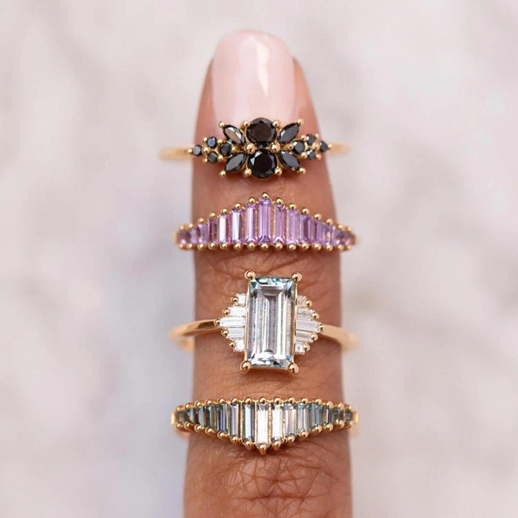 Amethyst Chevron Band – Gold Plated V-Shaped Baguette Cut Ring, Purple Gemstone Stacking Wedding Band, Anniversary Gift for Women