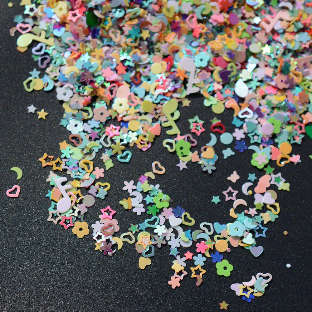 5000PCS DIY Mixed Glitter 3MM Heart Star Flower Sequins Stickers