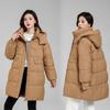 Autumn and Winter Down Cotton Clothes Women's Winter Medium and Long Stand-up Collar Removal Hat Thick Bread Clothes Warm Winter Coat