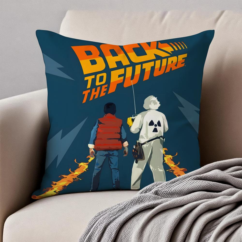 BBack To The FFuture Cushion Cover Pillowcase Antidustmite Invisible Zipper Short Plush Sofa Cushion