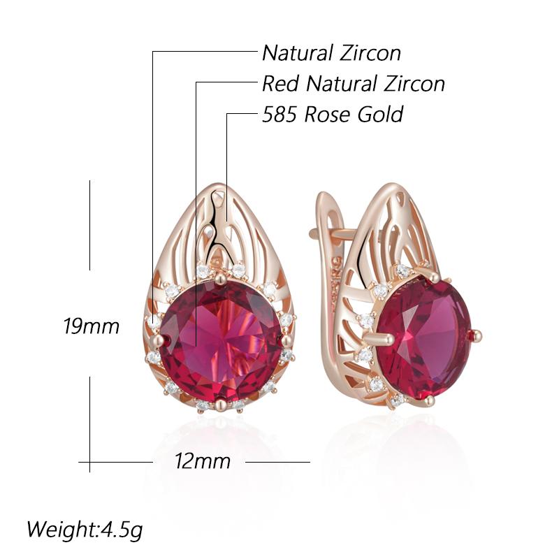 Блестящие красные серьги-капли из натурального циркона для женщин, модные, цвета розового золота, аксессуары для вечеринок, повседневные изысканные винтажные украшения