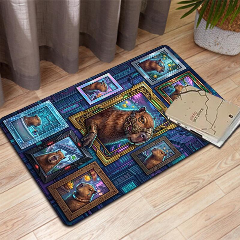 Cybernetic Capybara Collection Pattern Rug Floor Mat for Living Room or Bedroom Soft and Comfortable Carpet a Gift for Birthday and Holiday.