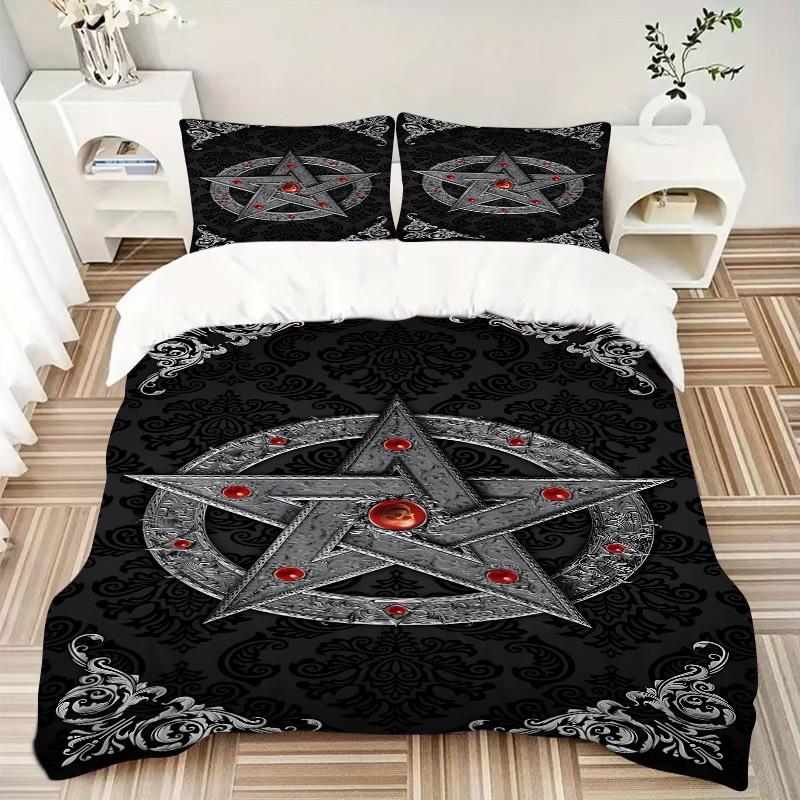 3pc Star Gothic Cover Set - 1 Quilt Cover + 2 Pillowcases, All Seasons Bedroom Setting, Perfect for Home041