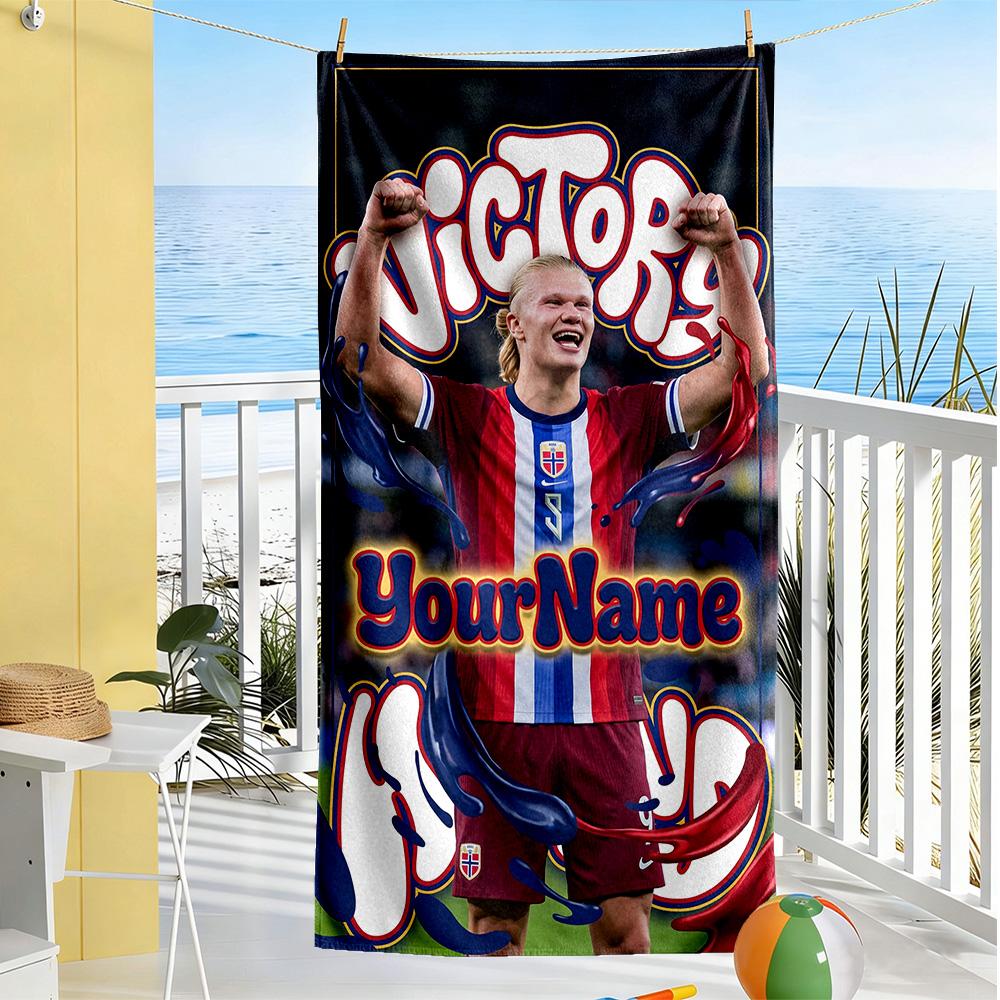 Haaland Customized Name Beach Towel High Absorbency & Quick-Dry Perfect for Traveling Yoga Camping and Swimming