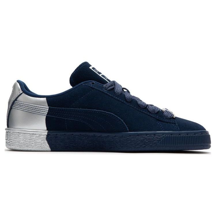 Puma Suede Dance Crew Удобные Универсальные Прочные Низкие Кроссовки Кроссовки Унисекс Темно-синий Серебристый 398306-02