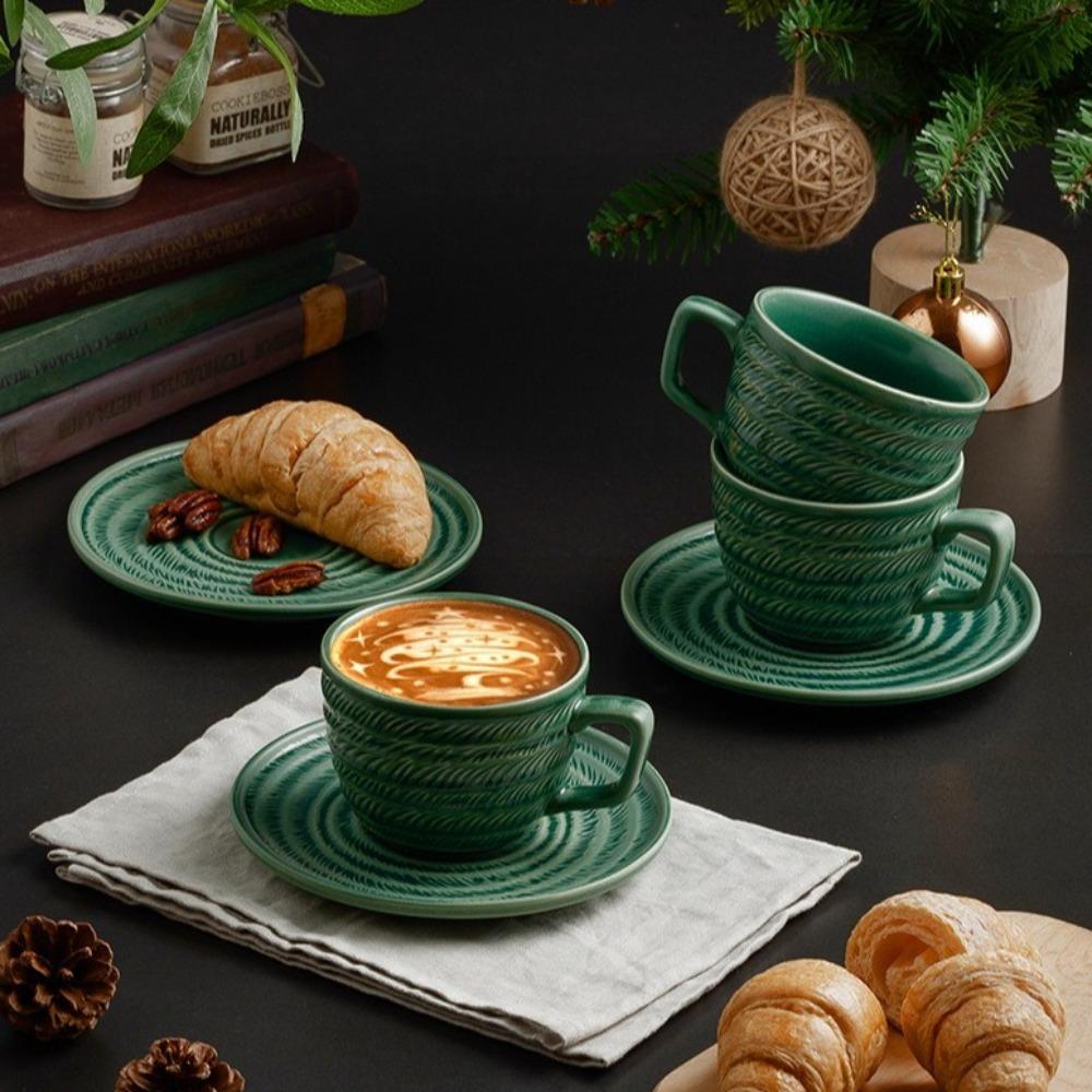 Elegant Cappuccino Cups Embossed Floral Latte Cup Creative Coffee Mugs Cafe