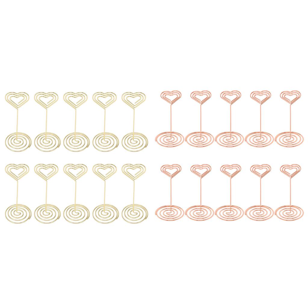 10 шт., многослойные подставки для номеров столов в форме сердца, устойчивое основание, гальванизированный металлический держатель для карточек 