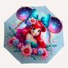 Disney Ariel,Floral,Fantasy Manual Opening and Closing Umbrella, 8-Rib Reinforced Folding Design, Lightweight