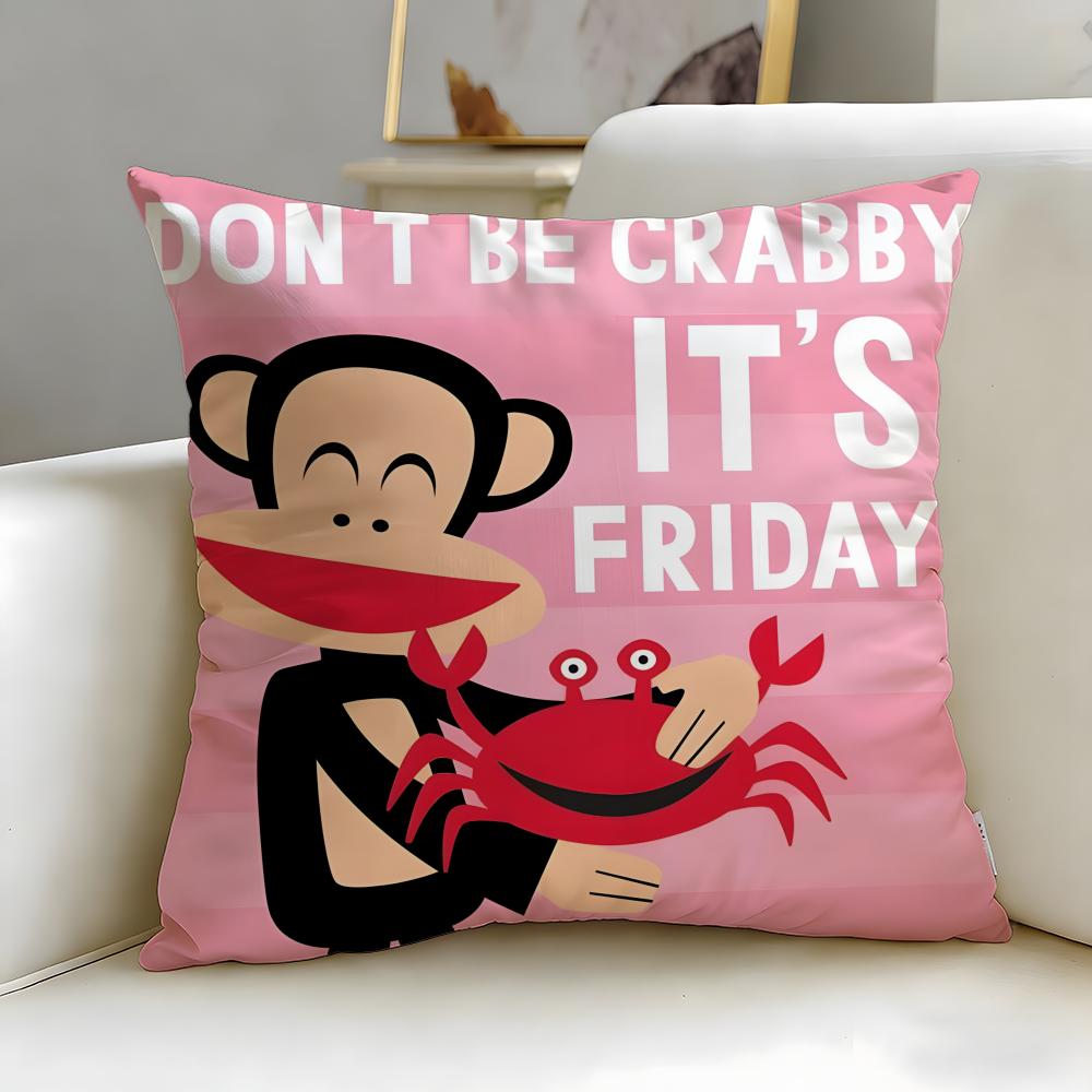 classic brand Paul Frank Cushion Cover Soft EasyWash Pillow Case Versatile for Couch Bed Travel and Office