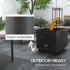 Smokeless Fire Pit, 48 cm Portable Wood Burning Firepit, Square Metal Bonfire Stove with Poker, Black