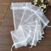 White Organza Pearl Drawstring Bag - Multi-size Jewelry Gift Pouch