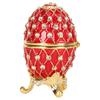 Яичная шкатулка из цинкового сплава, украшенная сверкающими стразами, изысканная элегантная металлическая шкатулка для драгоценностей для хранения дома, в офисе, красная