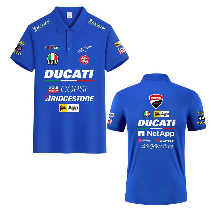 Ducati Поло Corse MotoGP Racing, Мужское Женское Повседневное с Коротким Рукавом и Полной Печатью Логотипов Спонсоров