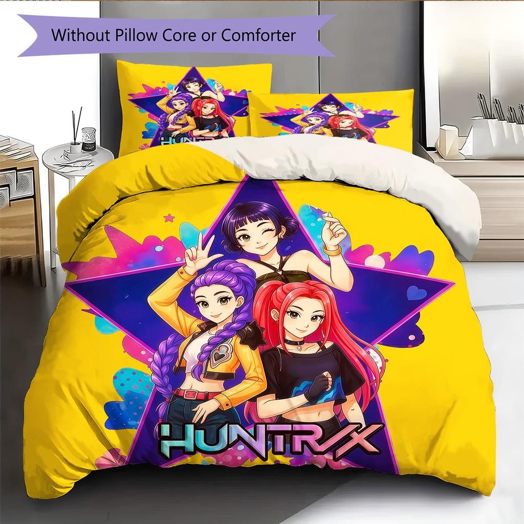HUNTRIX Pattern Bedding Quilt Set Home Decoration Gift (1 * duvet cover + 2 * pillowcase without core)