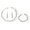 2025 Korean Fashion Wedding Jewelry: Silver Rhinestone Necklace, Earrings, Bracelet & Ring Set