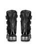 New Men's Punk Motorcycle Boots Metal Thick Heel Goth Skull Buckle Mid- Calf Combat Boots Zipper Round Toe Women Western Boots