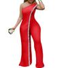 Chic One-shoulder Jumpsuits with Shimmering Trims, Perfect for Fashionable Plus-size Women