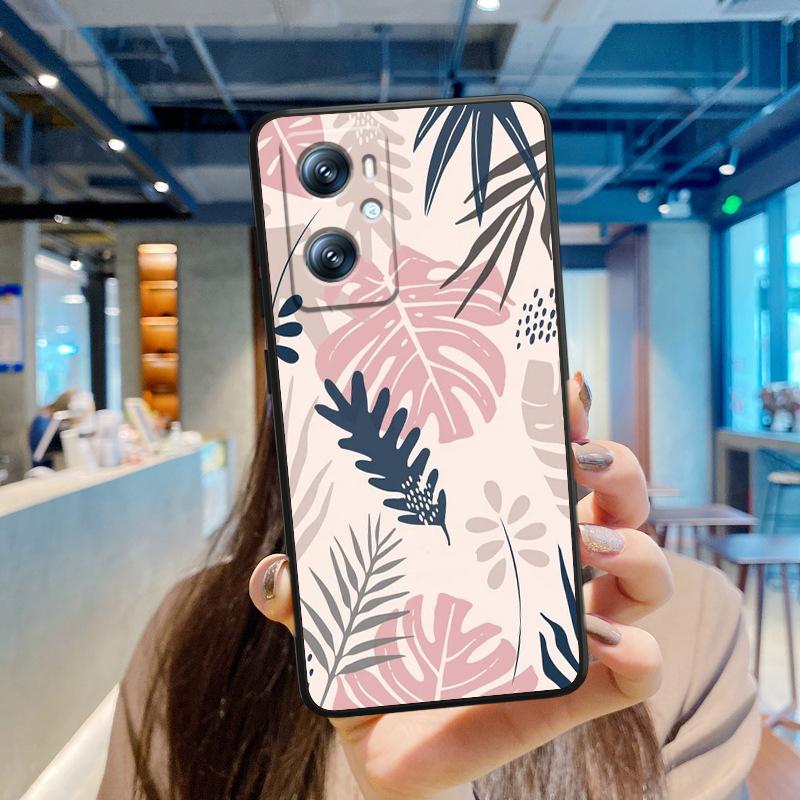 Vintage Flower Leaves For OPPO Find X6 X5 X3 A54S A5 A94 A16 A53S A57 A74 A72 A98 A78 A96 A9 5G Black Soft Phone Case